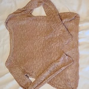 Rose colored cable knit sweater